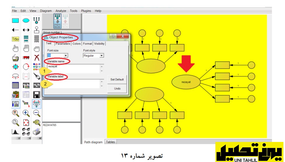 انجام مدل تحلیل عامل مرتبه اول در AMOS