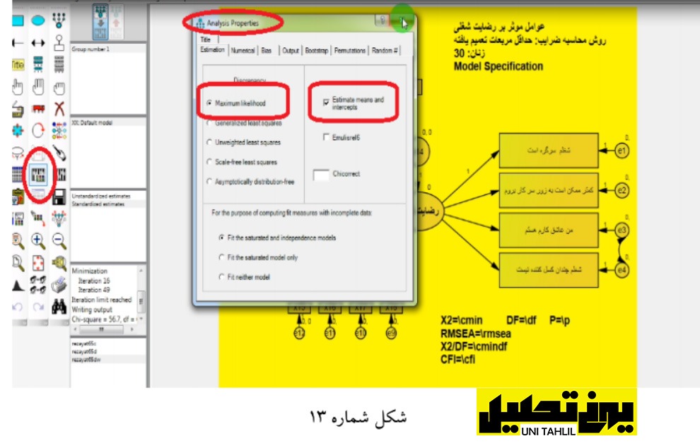 انجام مدل معادلات ساختاری در Amos