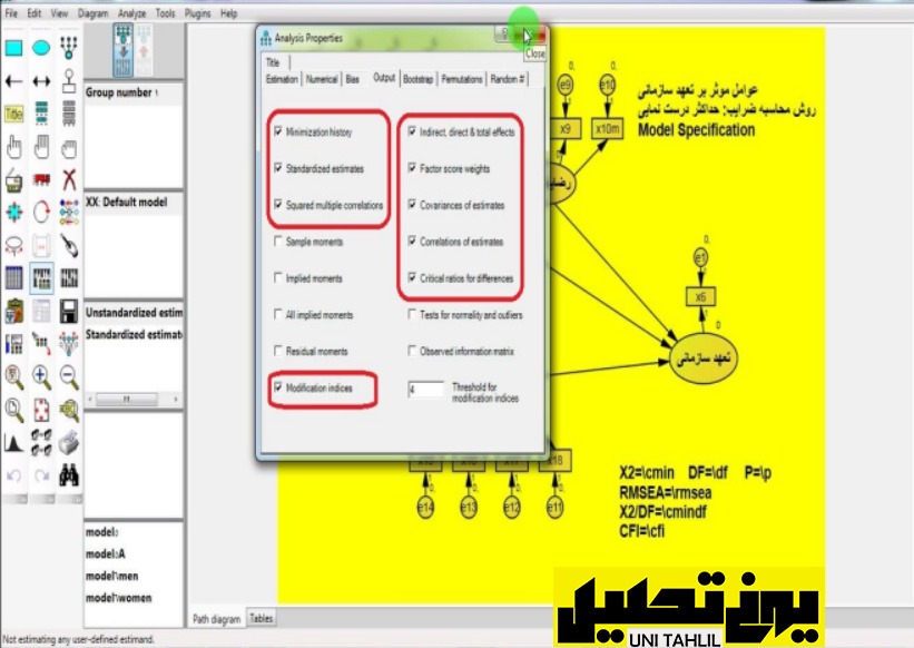 معادله ساختاری‌ با سازه وابسته در AMOS