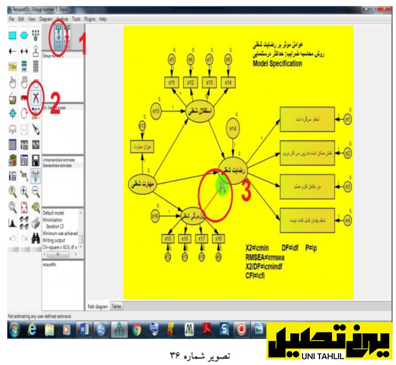 تحلیل مسیر به همراه تحلیل عامل در AMOS