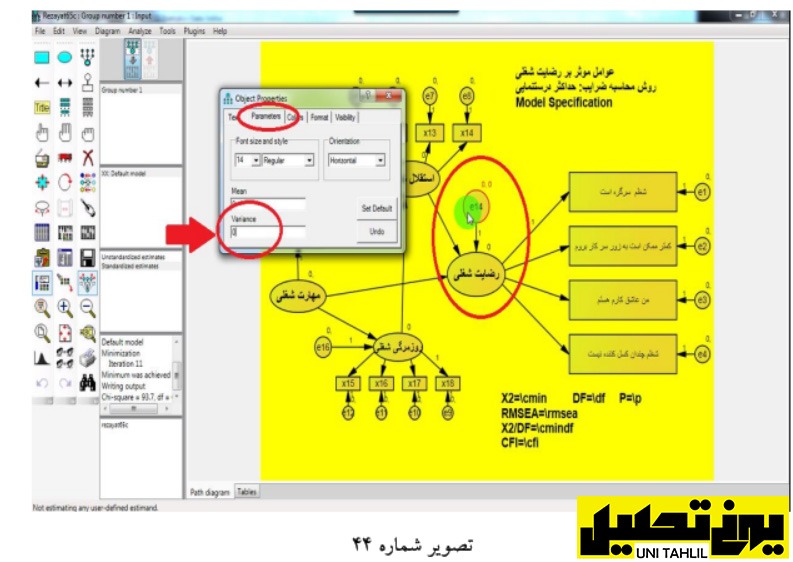 تحلیل مسیر به همراه تحلیل عامل در AMOS