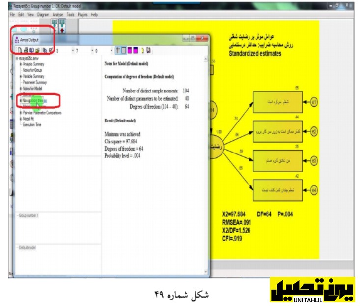 تحلیل مسیر به همراه تحلیل عامل در AMOS